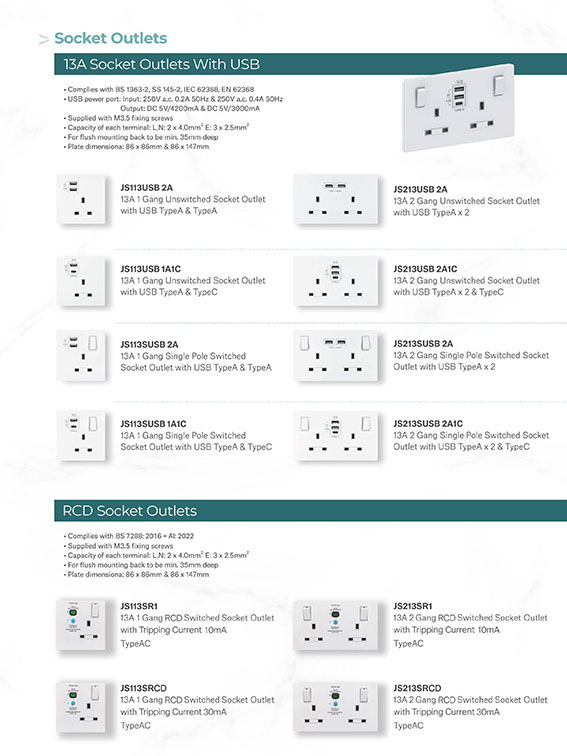 JOVIAϵSocket Outlets 13AUSB RCD